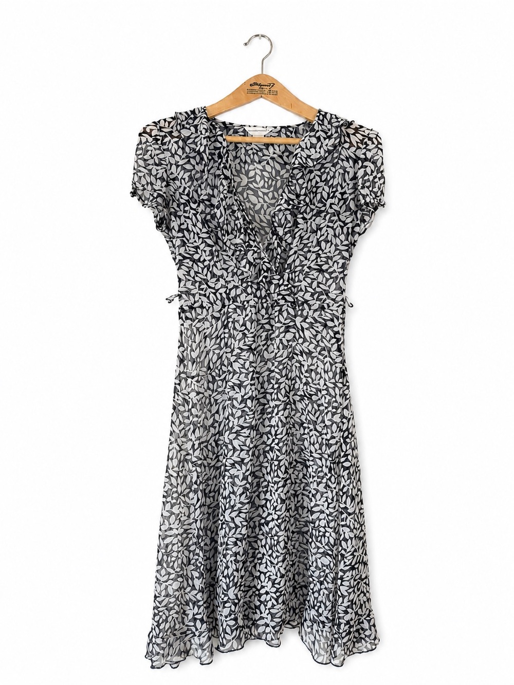 Christopher & Banks Sheer Midi Dress Floral Size 8 Blue White Casual Layering